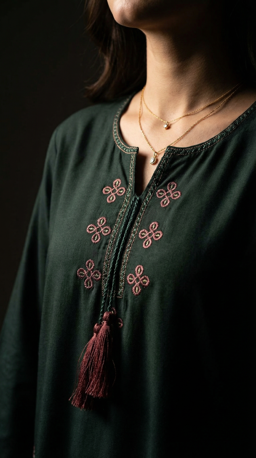 Emerald Green Cotton Set Dress